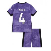 Liverpool Virgil van Dijk #4 Fotballklær Tredjedraktsett Barn 2023-24 Kortermet (+ korte bukser)
